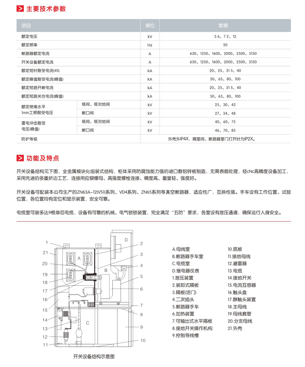 KYN28-12铠装移开式交流金属封闭开关设备